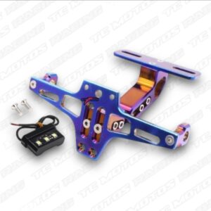 PORTA PLACA FENDER ABATIBLE ALUMINIO CON LUZ DE PLACA TORNASOL (ACC2310)